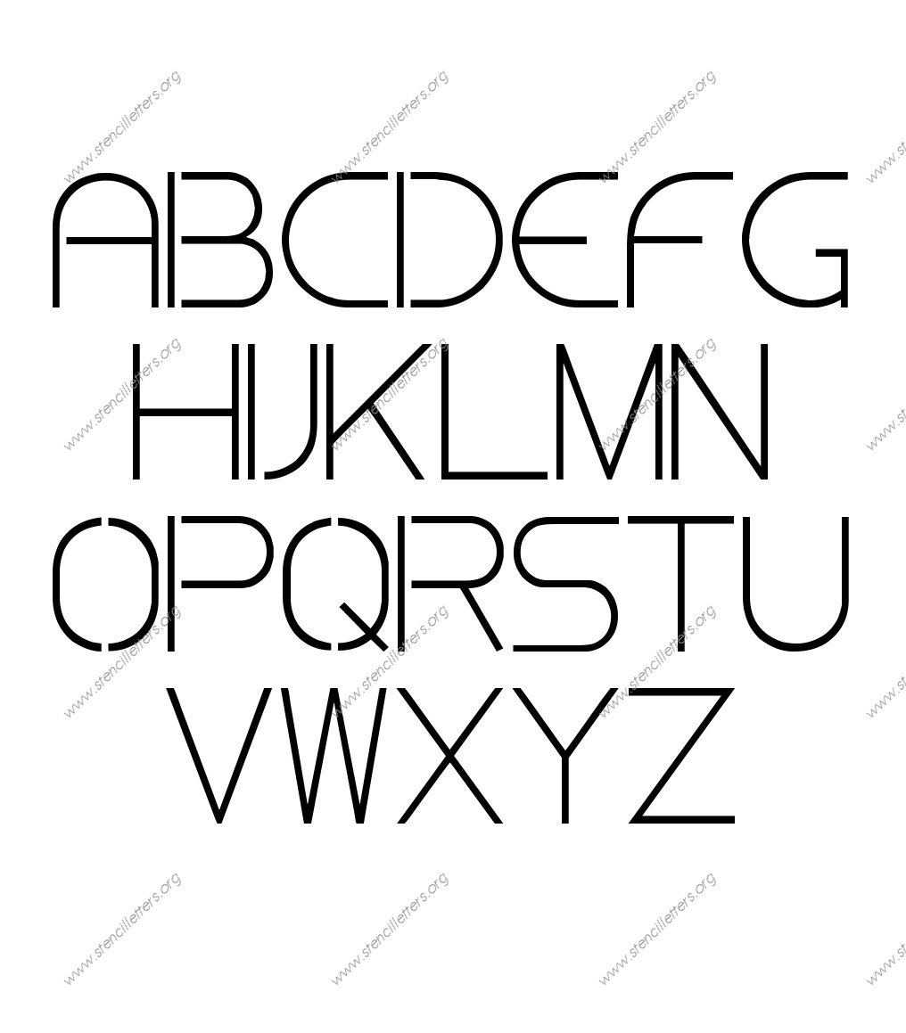 Thin Stylish A to Z uppercase letter stencils