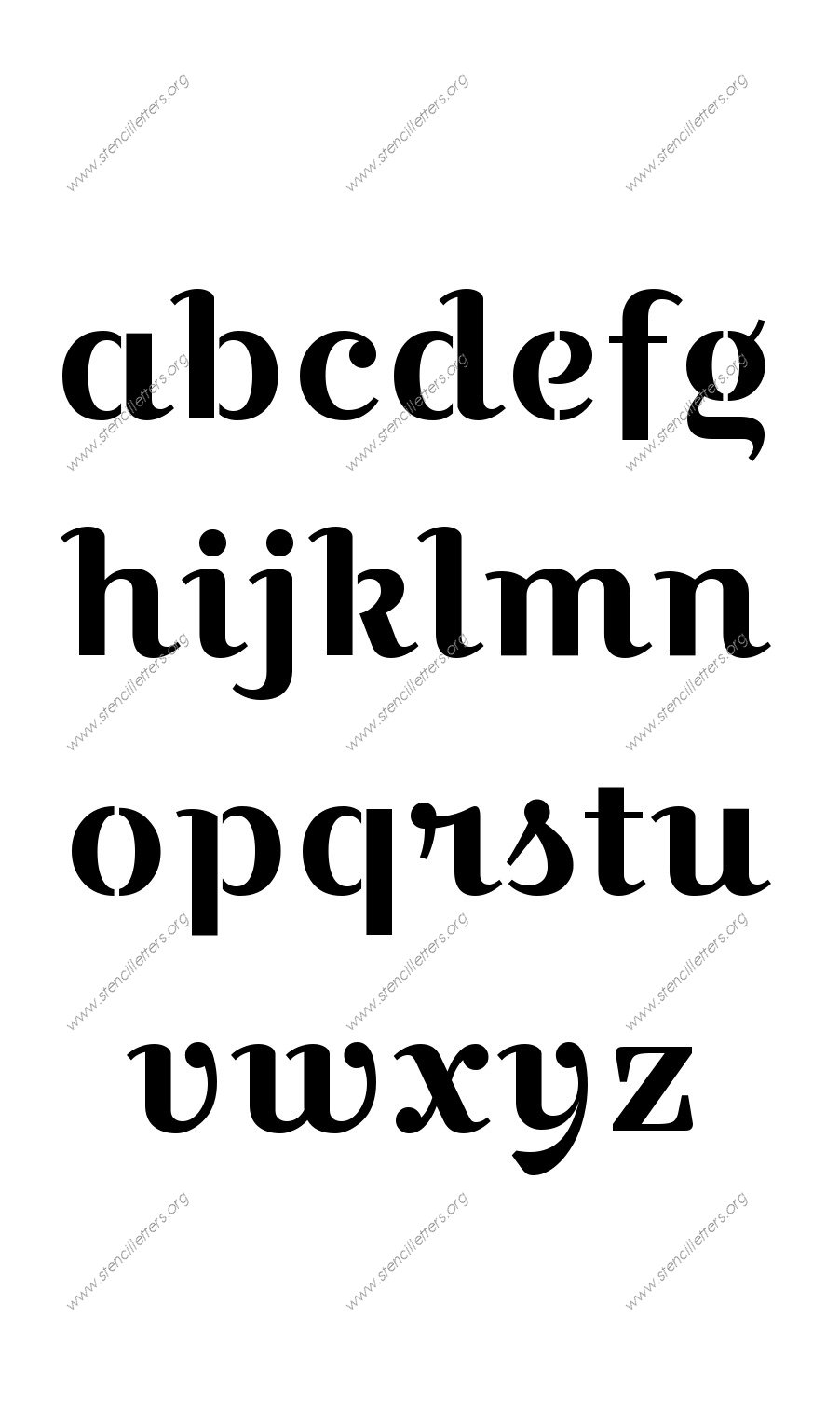 Wedding Script A to Z lowercase letter stencils