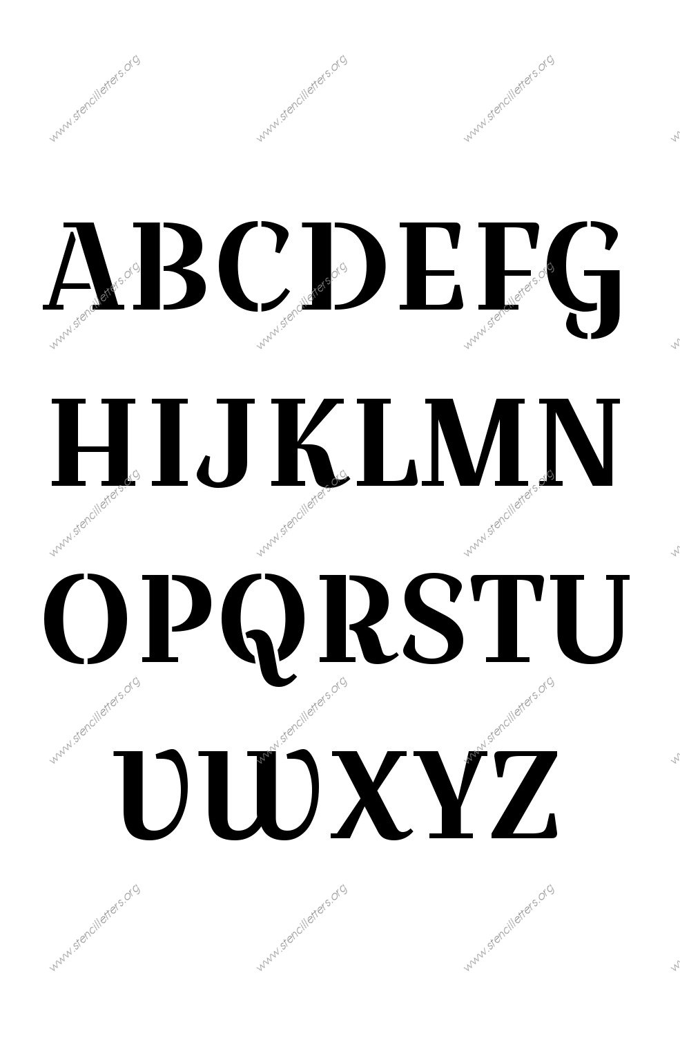 Wedding Script A to Z uppercase letter stencils