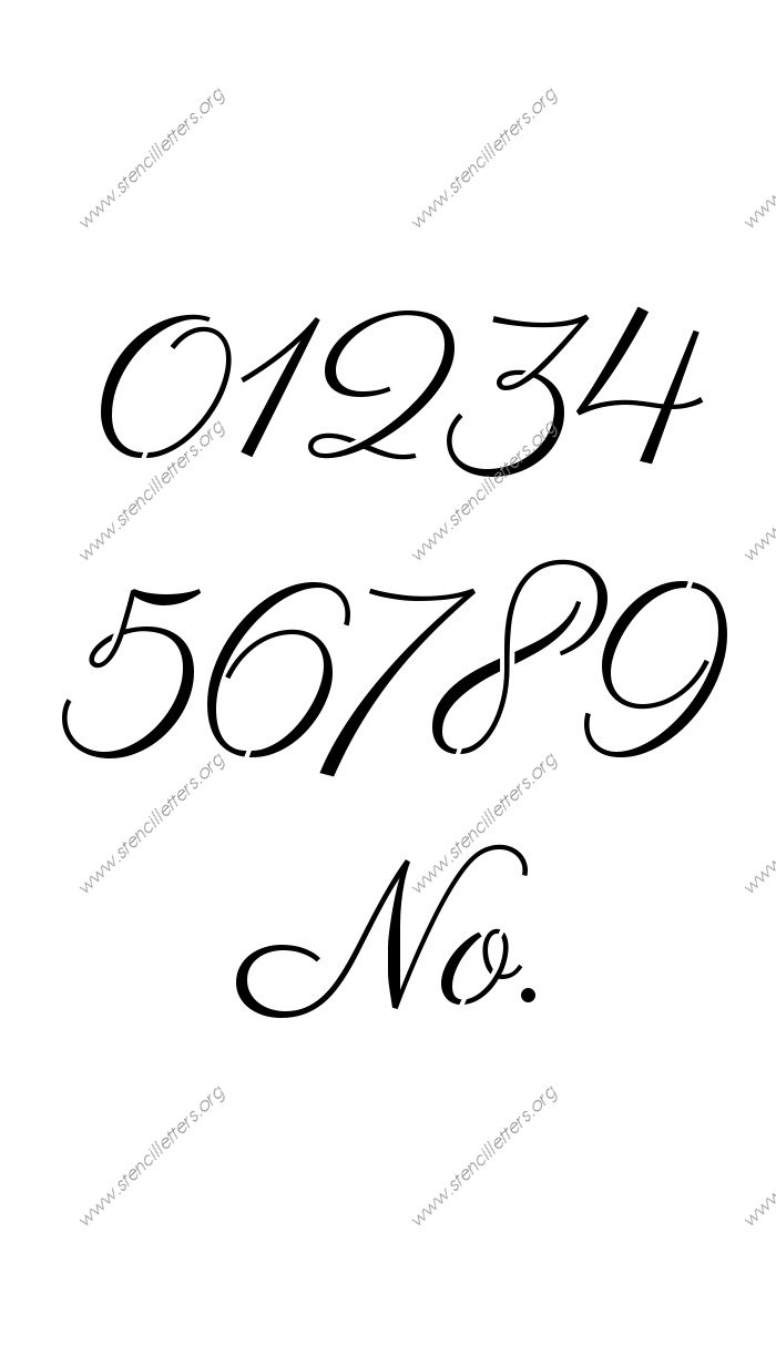 1960s Calligraphy 0 to 9 number stencils