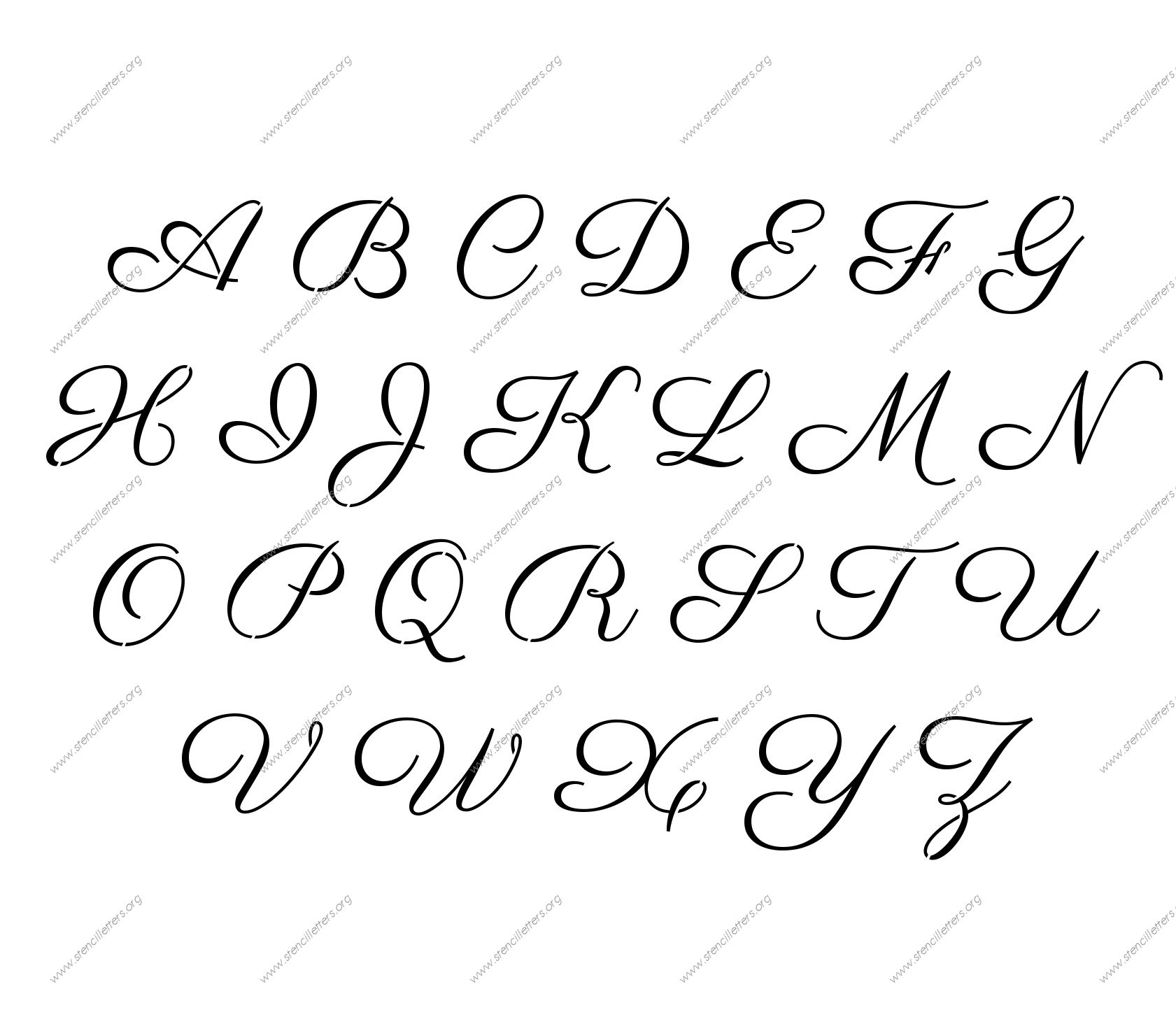 1960s Calligraphy A to Z alphabet stencils