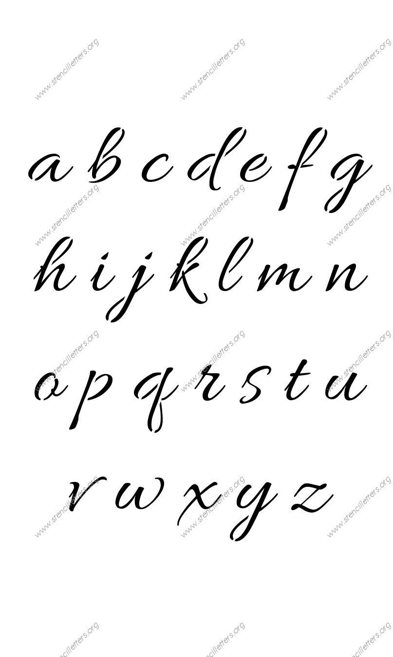 Connected Cursive A to Z lowercase letter stencils