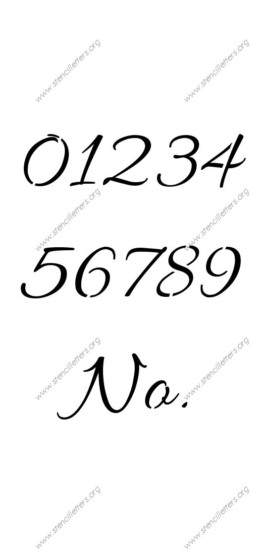 Connected Cursive 0 to 9 number stencils