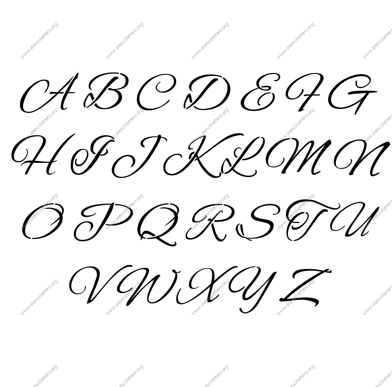 Flowing Cursive Stencil Letter Set