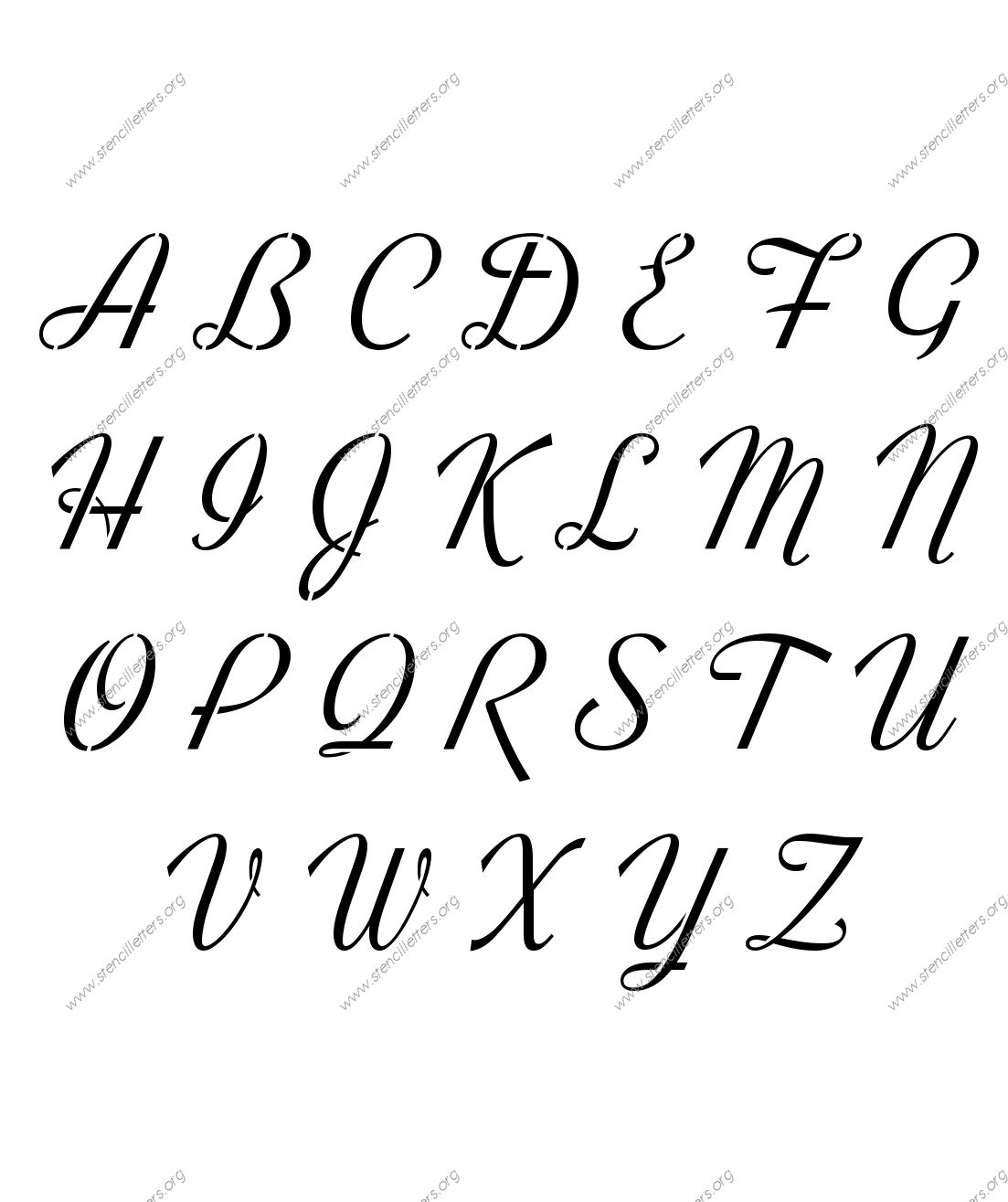 Retro Vintage Cursive A to Z alphabet stencils
