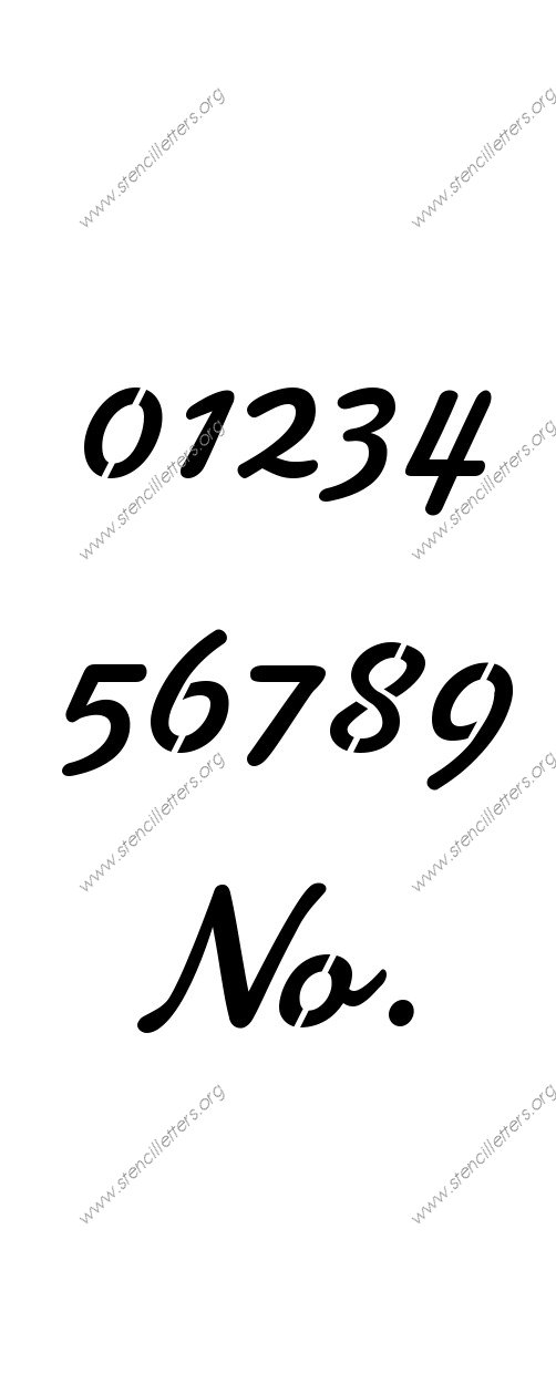 Display Script Cursive 0 to 9 number stencils