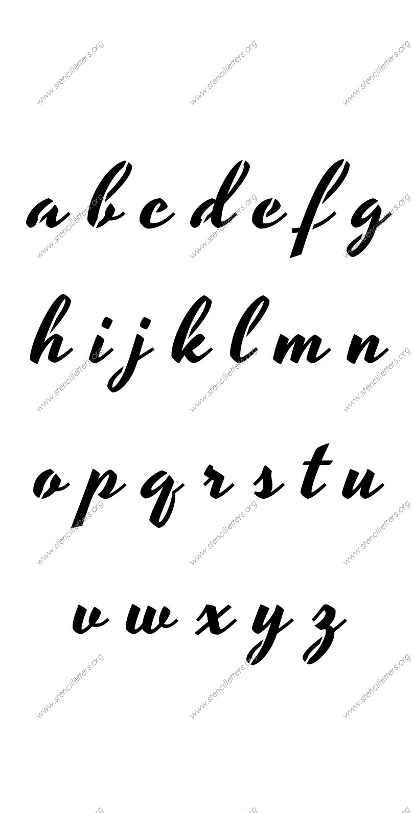1940s Brushed Cursive A to Z lowercase letter stencils