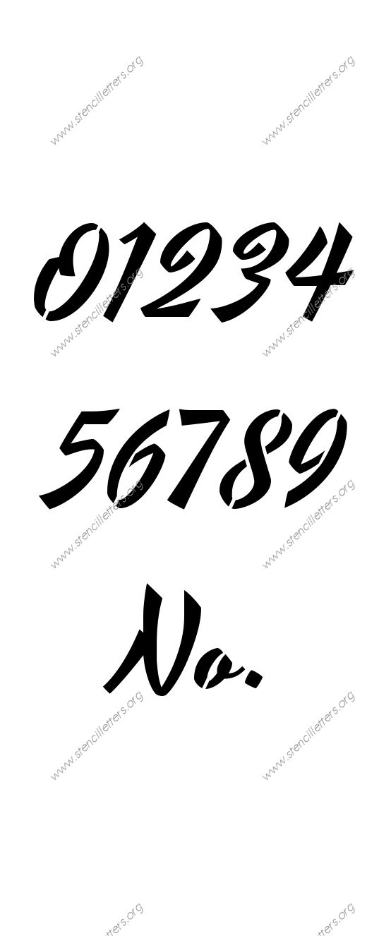 1940s Brushed Cursive 0 to 9 number stencils