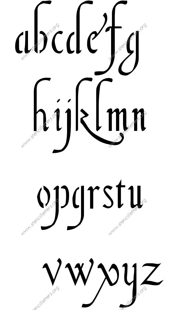 16th Century Cursive A to Z lowercase letter stencils
