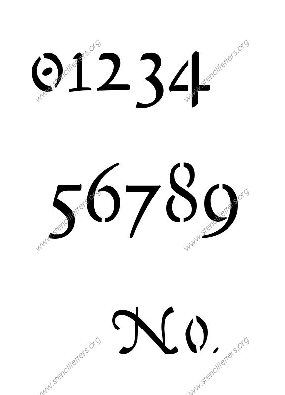 16th Century Cursive 0 to 9 number stencils