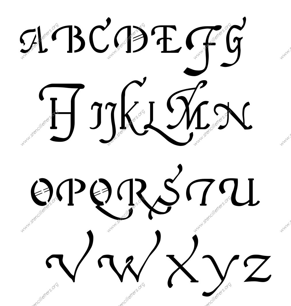 16th Century Cursive A to Z uppercase letter stencils