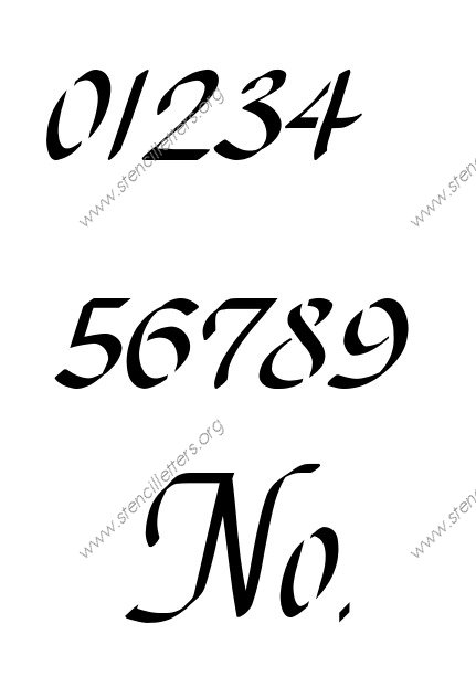Stylish Cursive Number Stencil