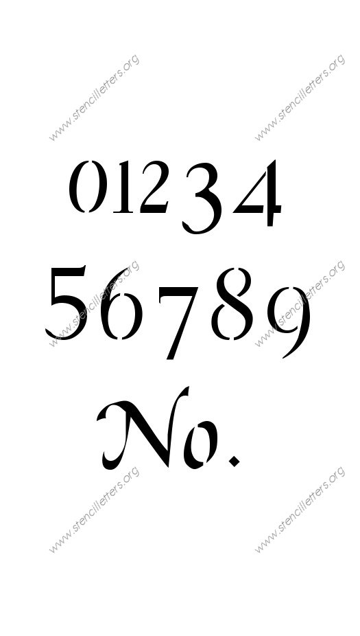Graceful Cursive Number Stencil