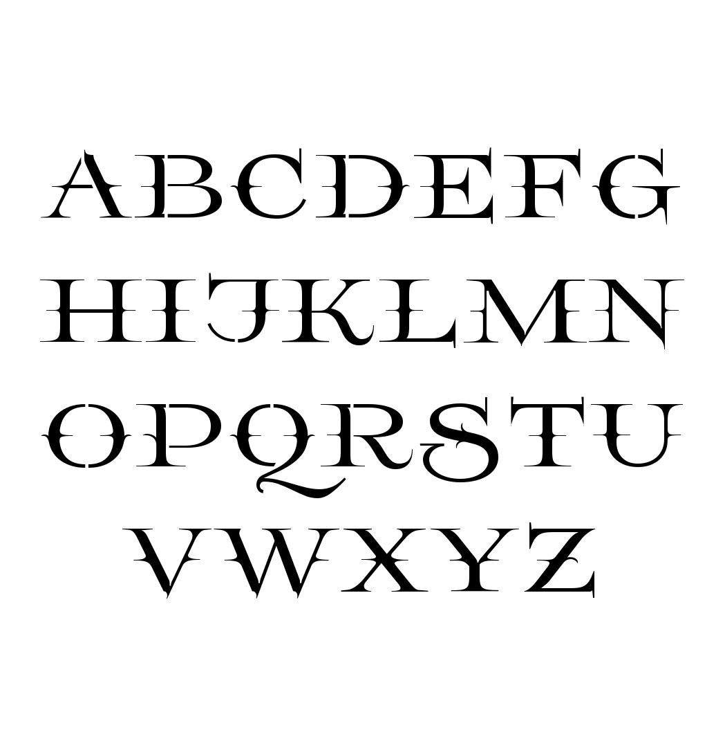 All Caps Decorative A to Z lowercase letter stencils