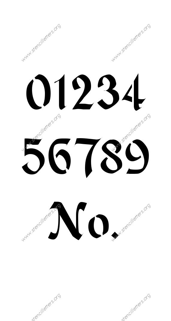 Gothic Calligraphy 0 to 9 number stencils