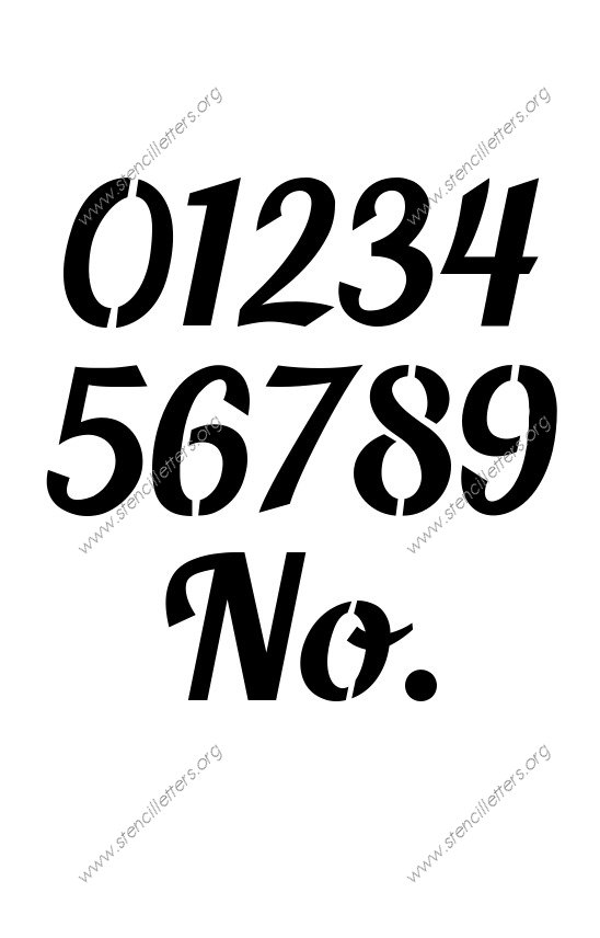 Script Calligraphy 0 to 9 number stencils