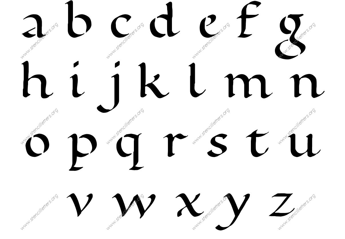 Decorative Writing Calligraphy A to Z lowercase letter stencils