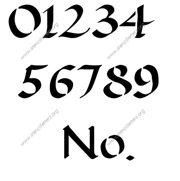 Decorative Writing Calligraphy 0 to 9 number stencils