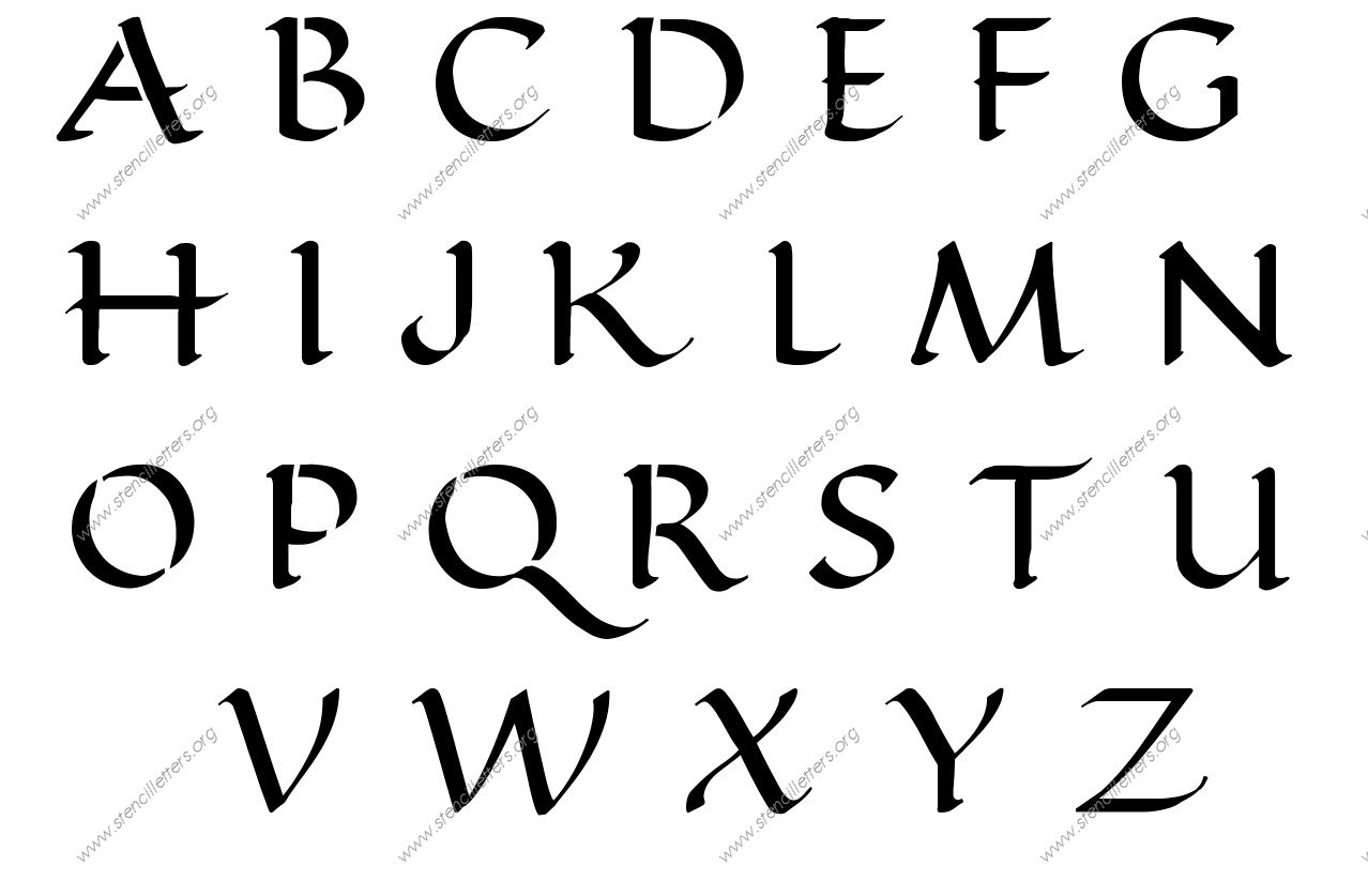 Decorative Writing Calligraphy Uppercase Lowercase Letter Stencils A