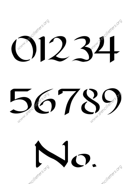 Longhand Penmanship Calligraphy Number Stencil