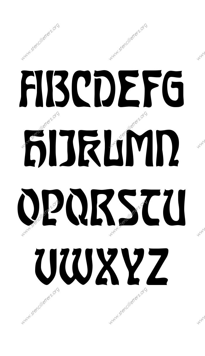 Natural Art Nouveau A to Z uppercase letter stencils
