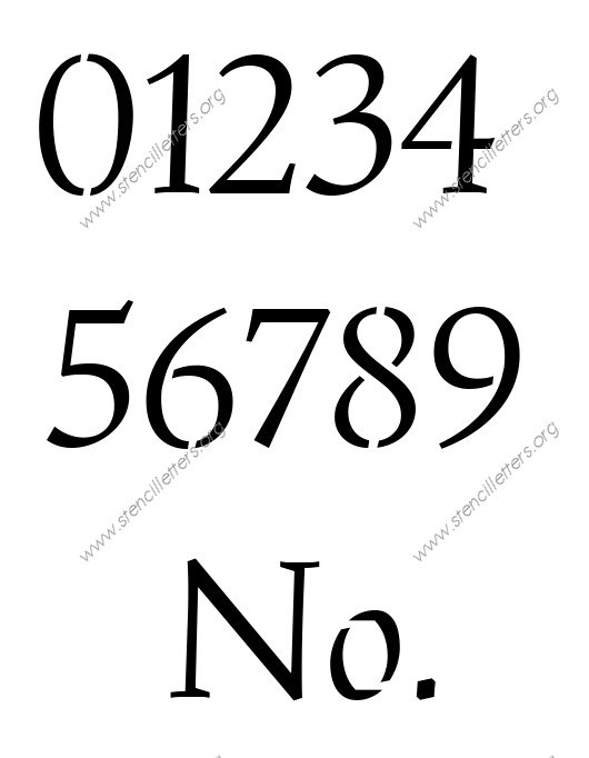 Humanist Italic 0 to 9 number stencils
