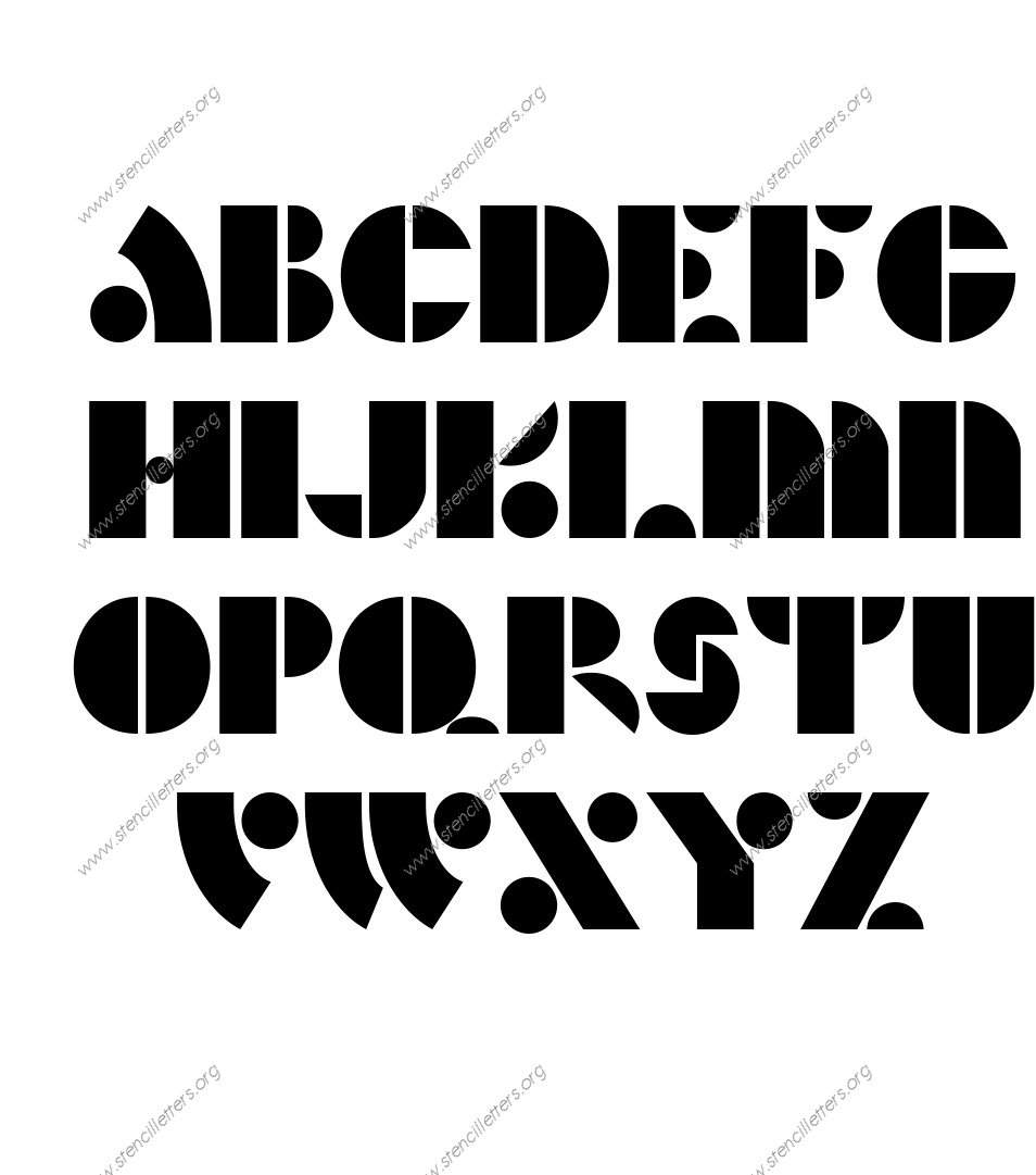 Art Deco Bold A to Z alphabet stencils