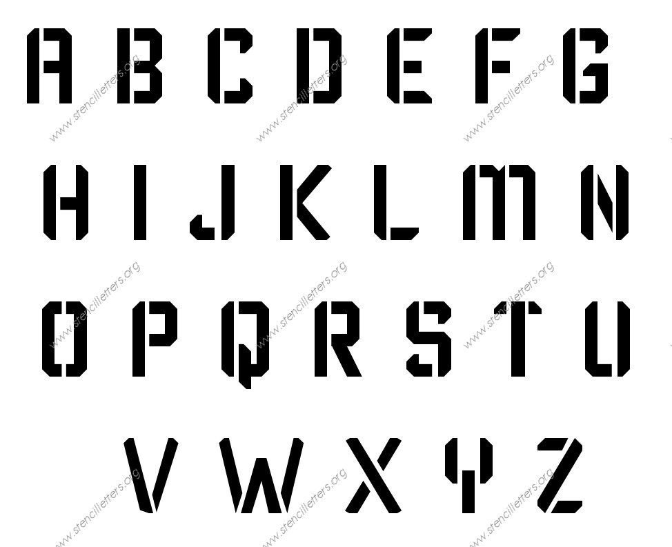 Techy Modern A to Z alphabet stencils
