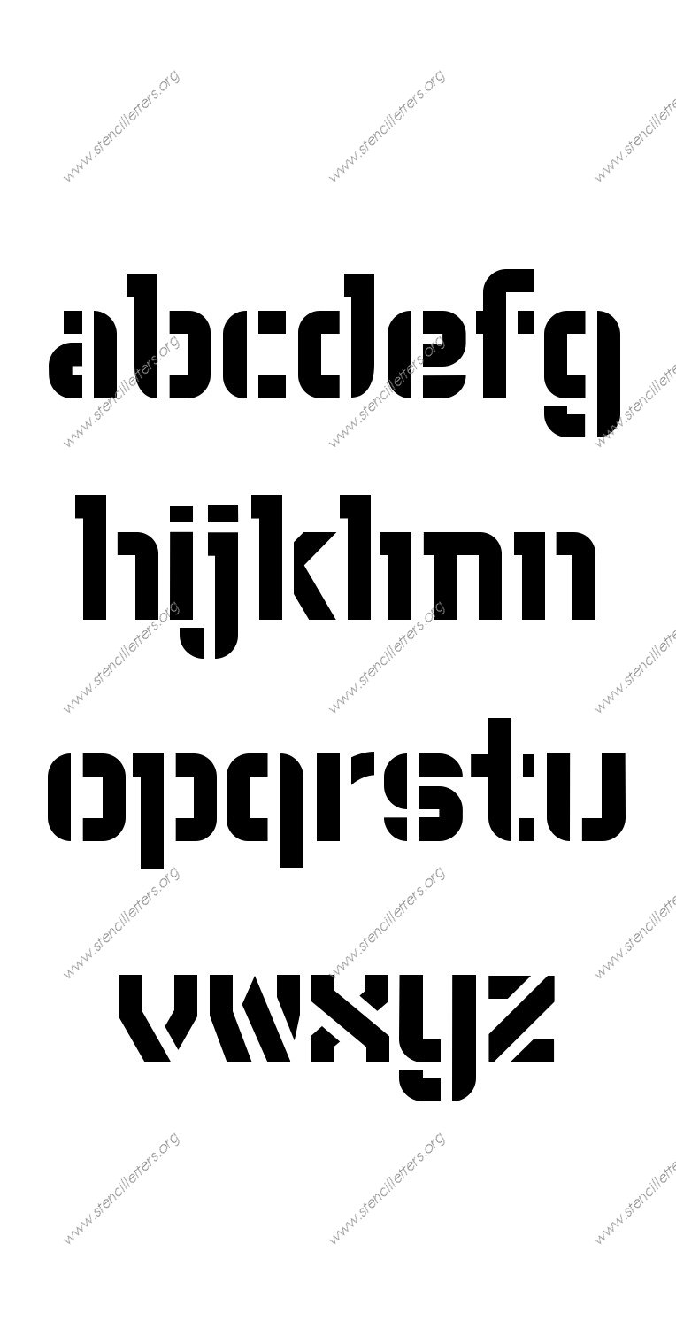 Fore-front Futuristic A to Z lowercase letter stencils