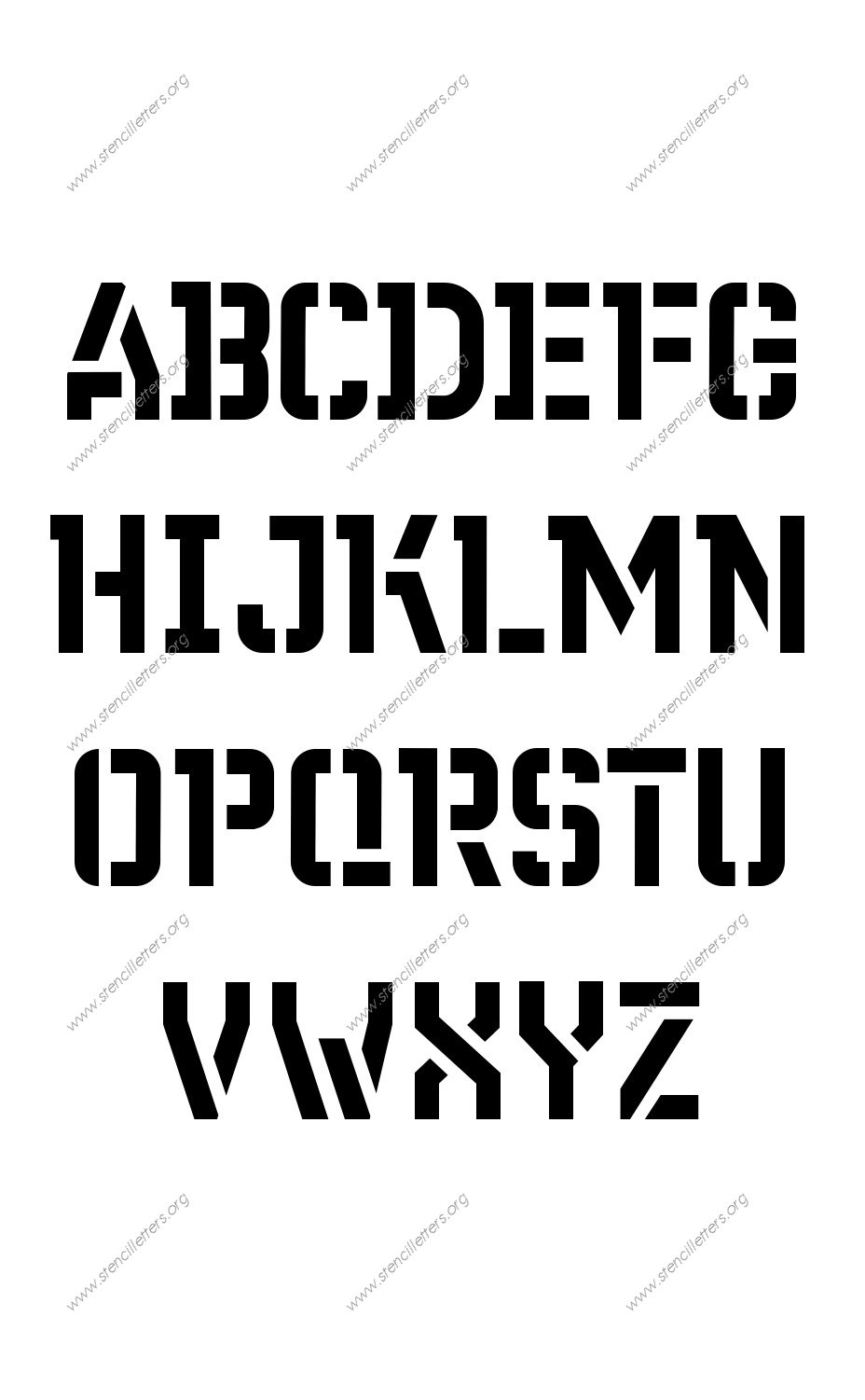 Fore-front Futuristic A to Z uppercase letter stencils