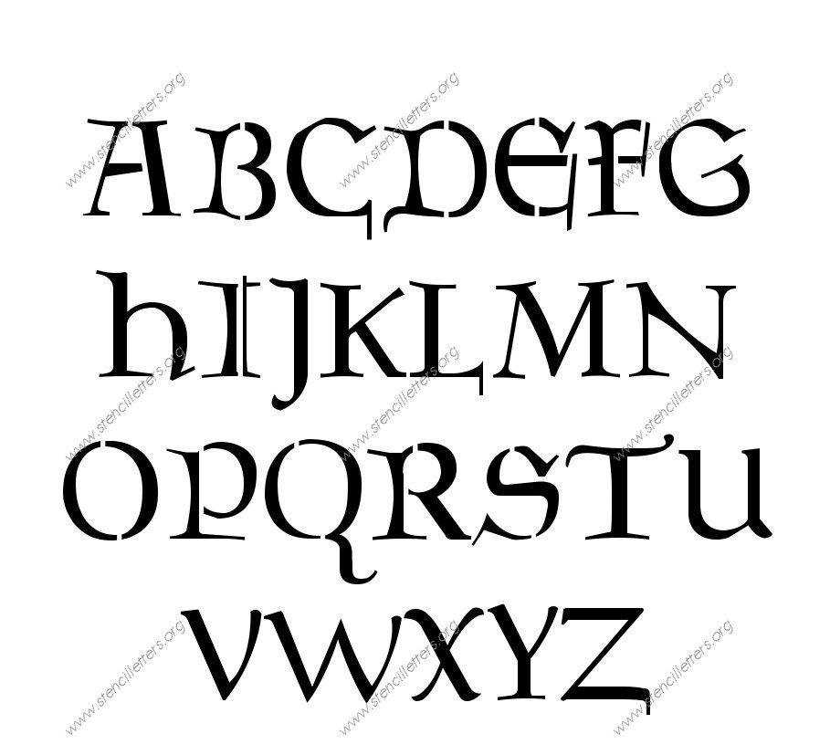 Decorative Celtic A to Z uppercase letter stencils