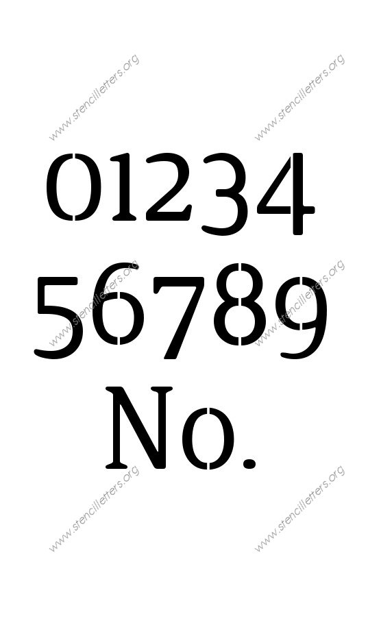 Narrow Rounded Serif Number Stencil