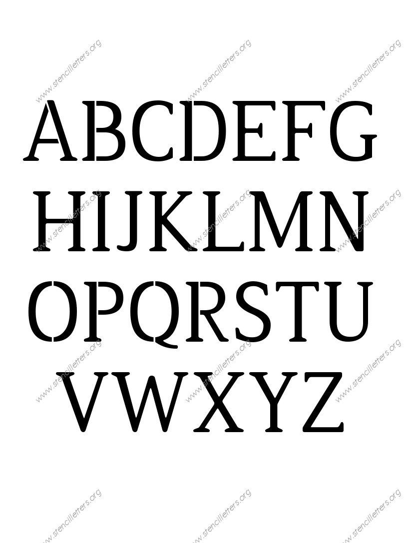Narrow Rounded Serif A to Z alphabet stencils