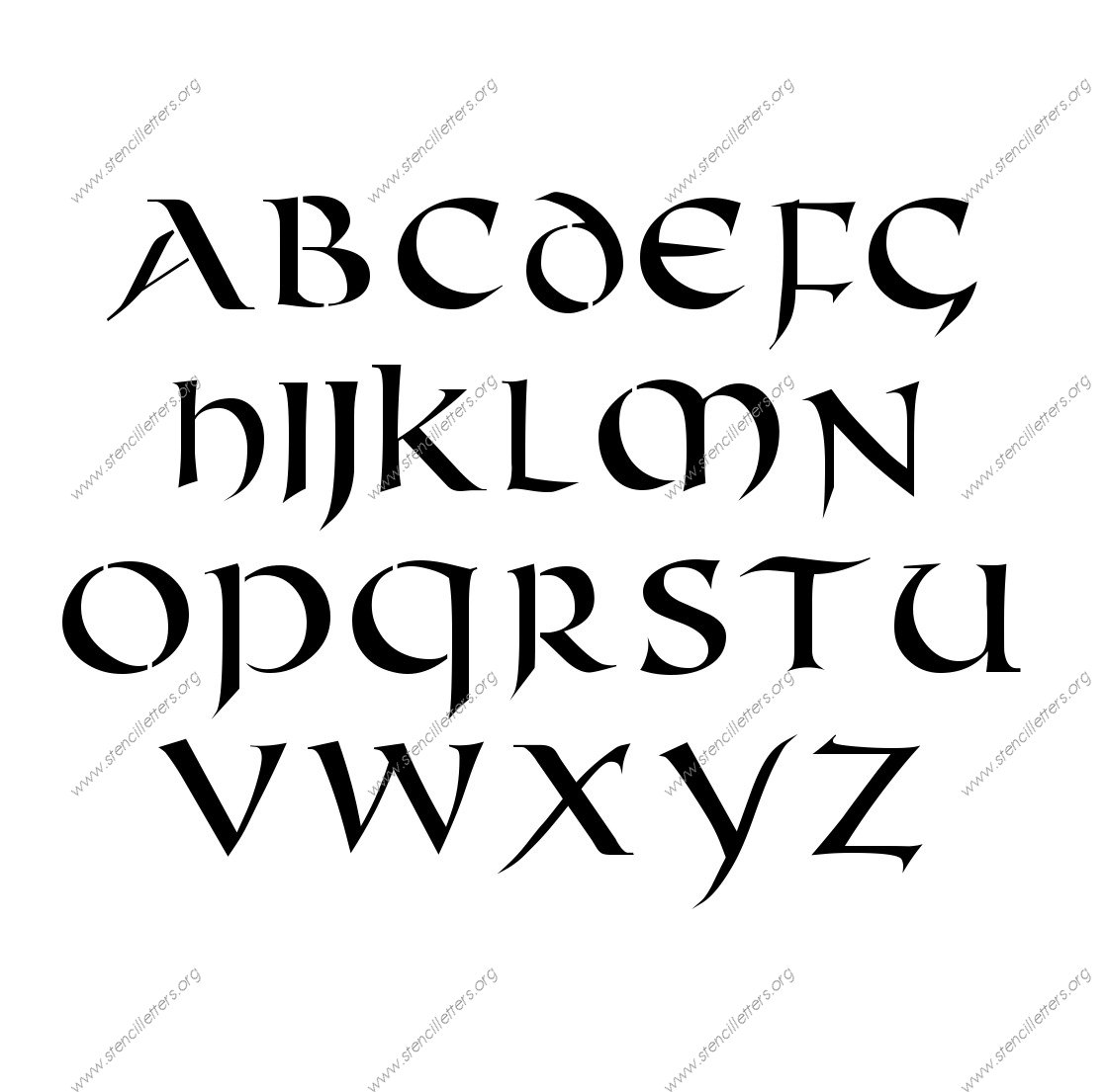 Celtic International A to Z uppercase letter stencils