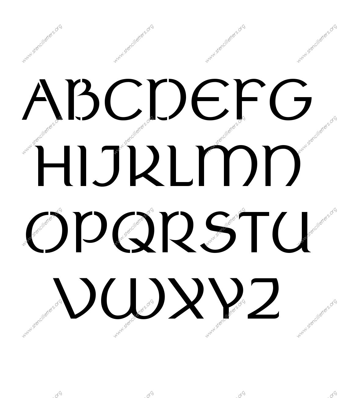 Ancient Celtic A to Z uppercase letter stencils