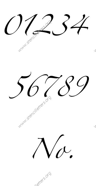 Script Cursive 0 to 9 number stencils