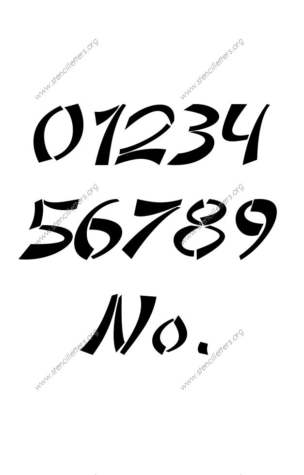 Asian Italic 0 to 9 number stencils