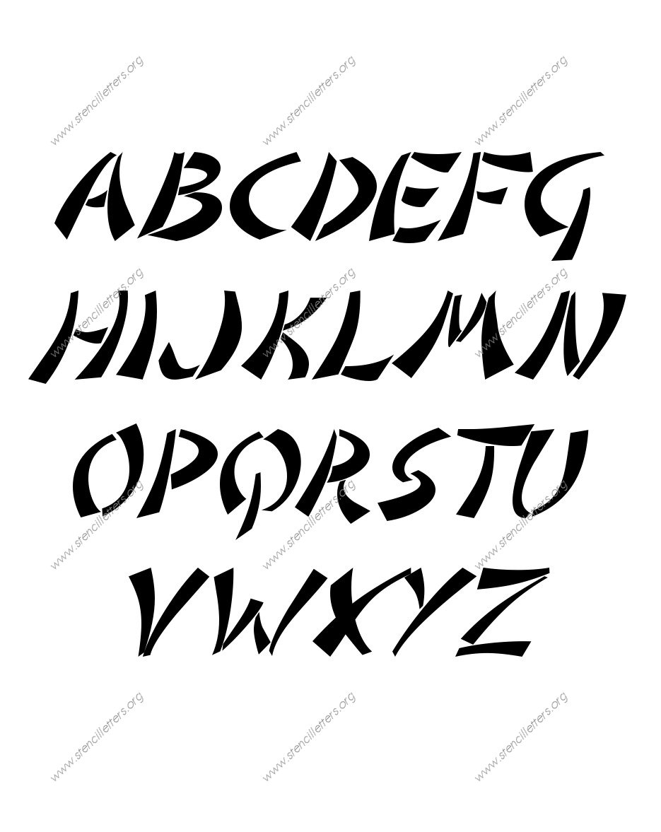 Asian Italic A to Z uppercase letter stencils