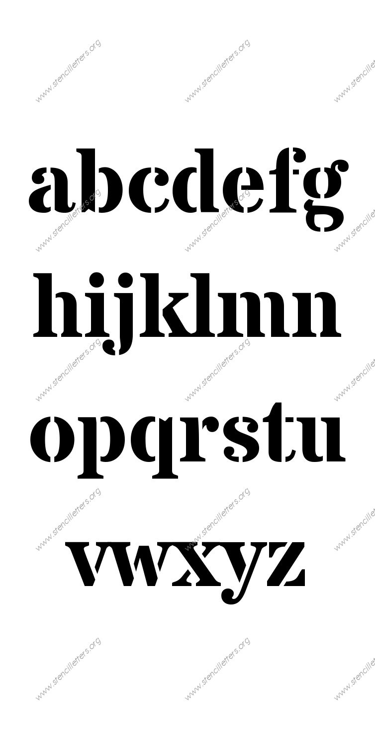 Serif Bold A to Z lowercase letter stencils