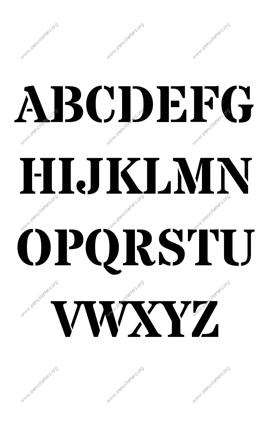 Serif Bold A to Z uppercase letter stencils