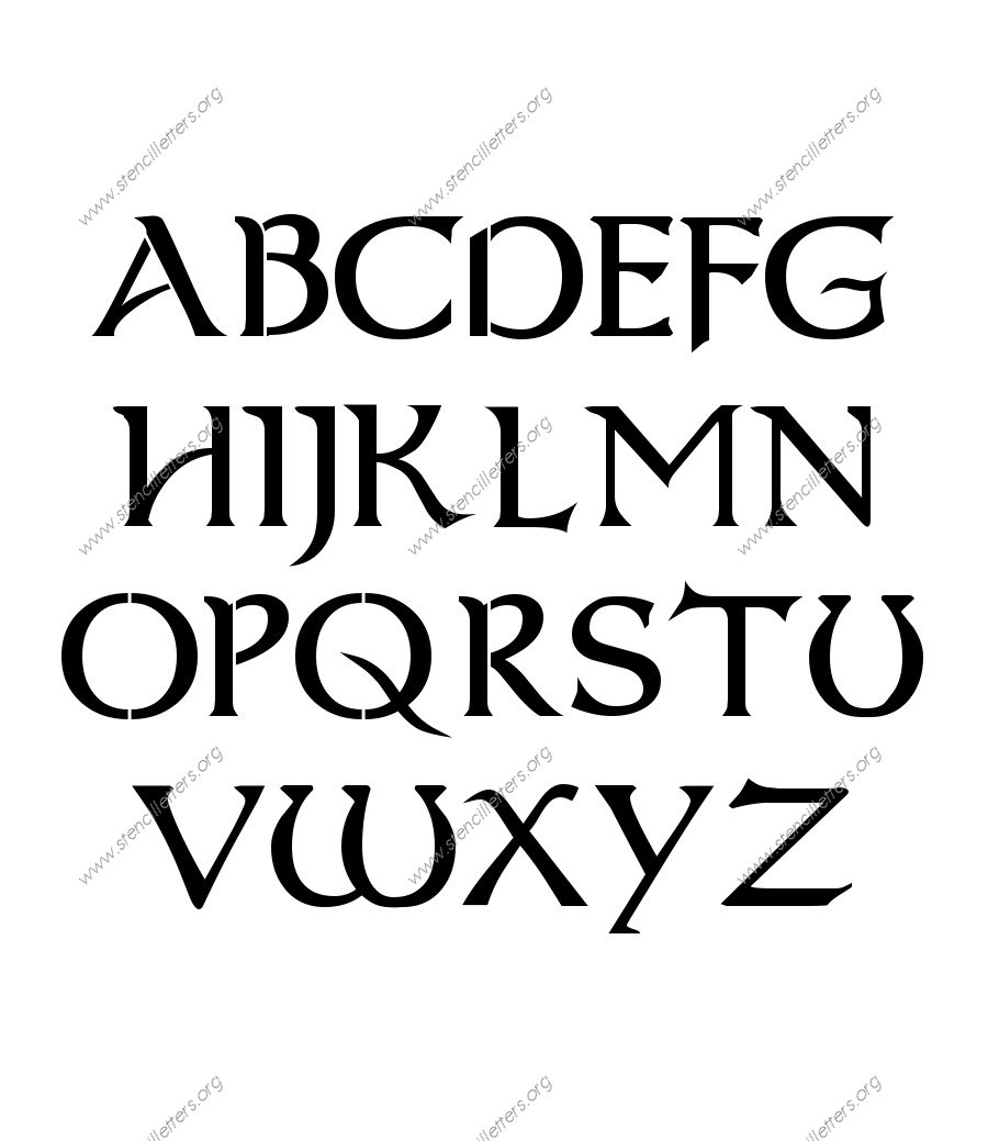 Celtic Fantasy A to Z uppercase letter stencils