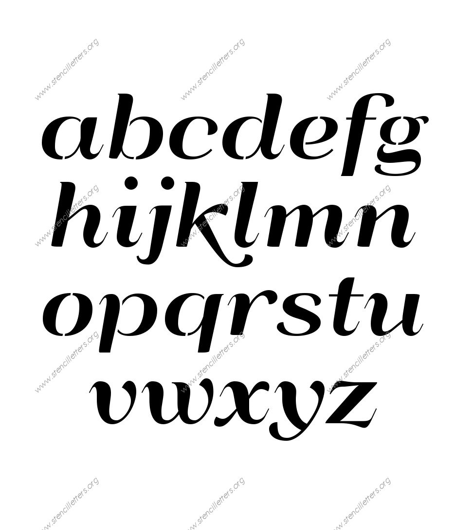 Art Deco Italic A to Z lowercase letter stencils