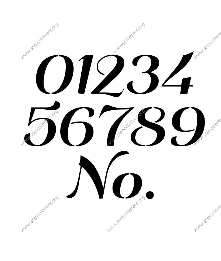 Art Deco Italic Number Stencil