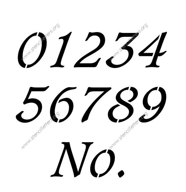 Basic Bold Italic 0 to 9 number stencils