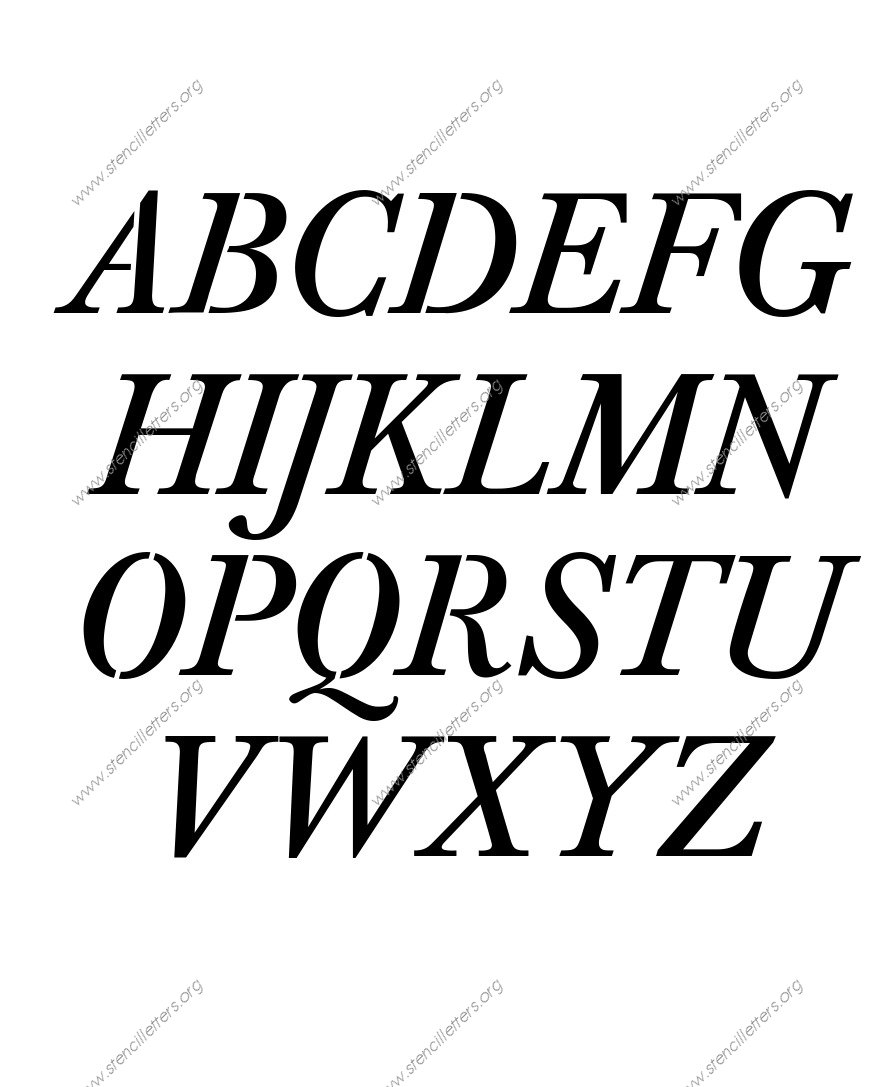 Elegant Italic A to Z uppercase letter stencils