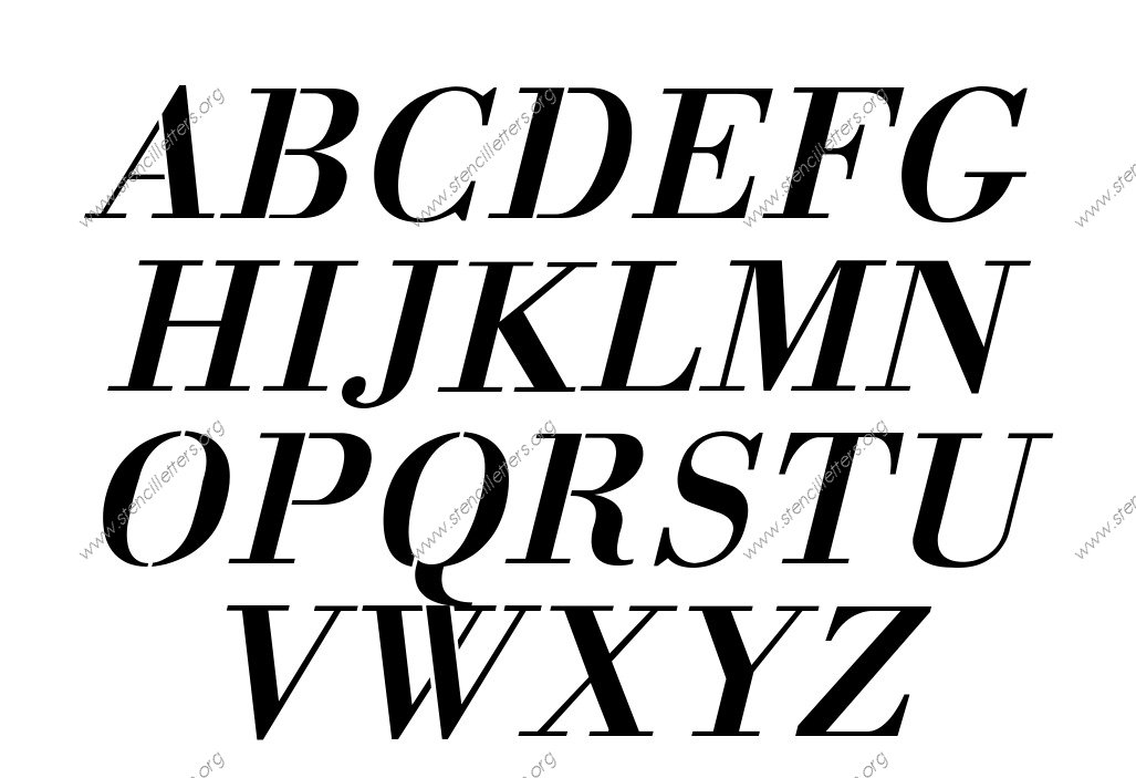 1700s Decorative Italic A to Z uppercase letter stencils