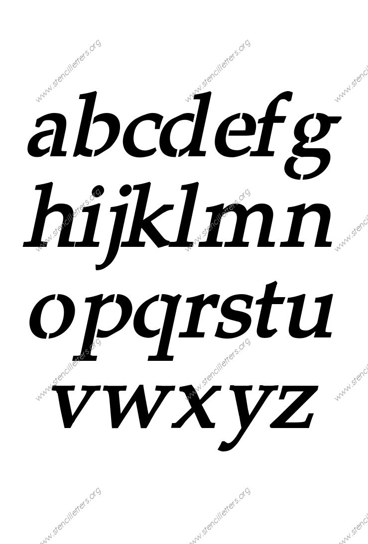 1990s Headline Italic A to Z lowercase letter stencils