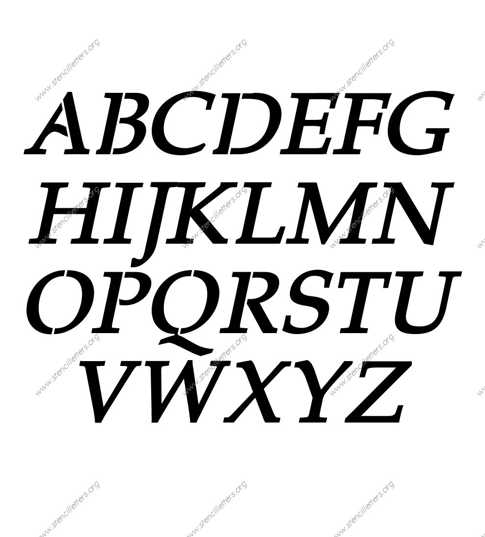 1990s Headline Italic A to Z alphabet stencils