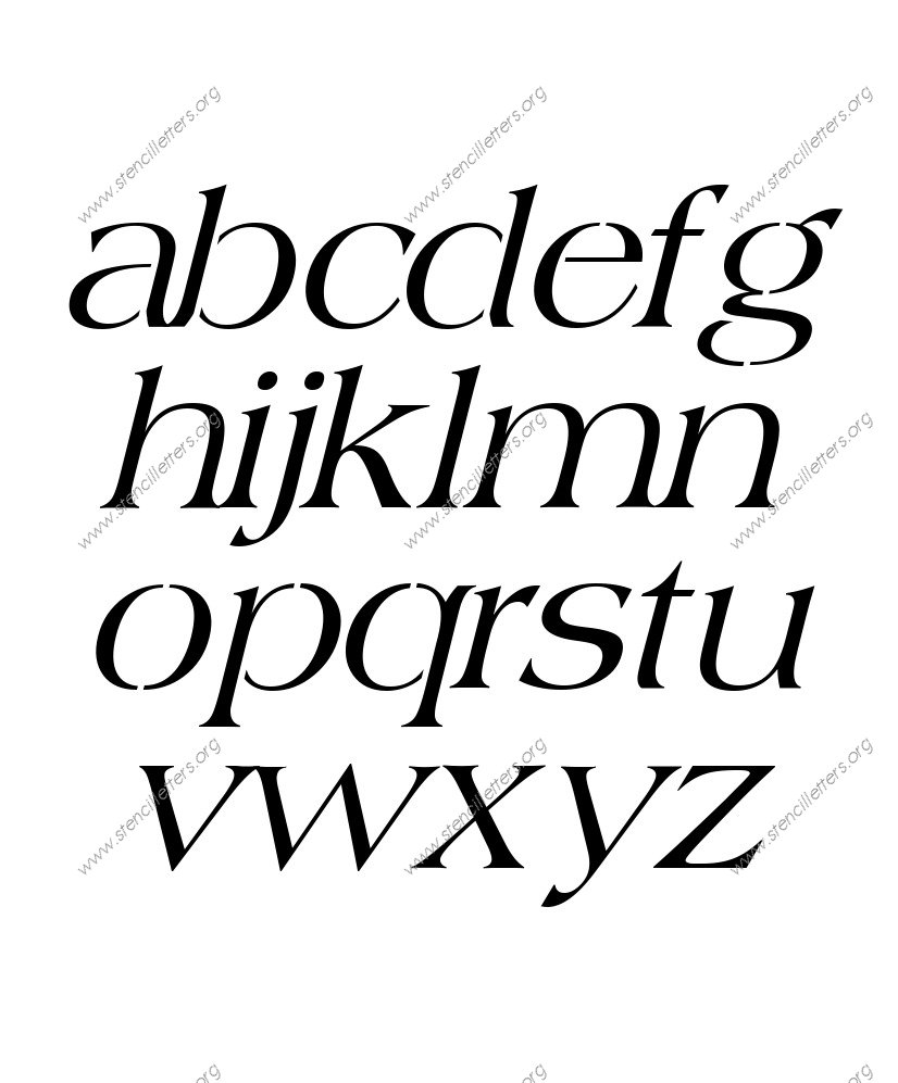 1960s Americana Italic A to Z lowercase letter stencils