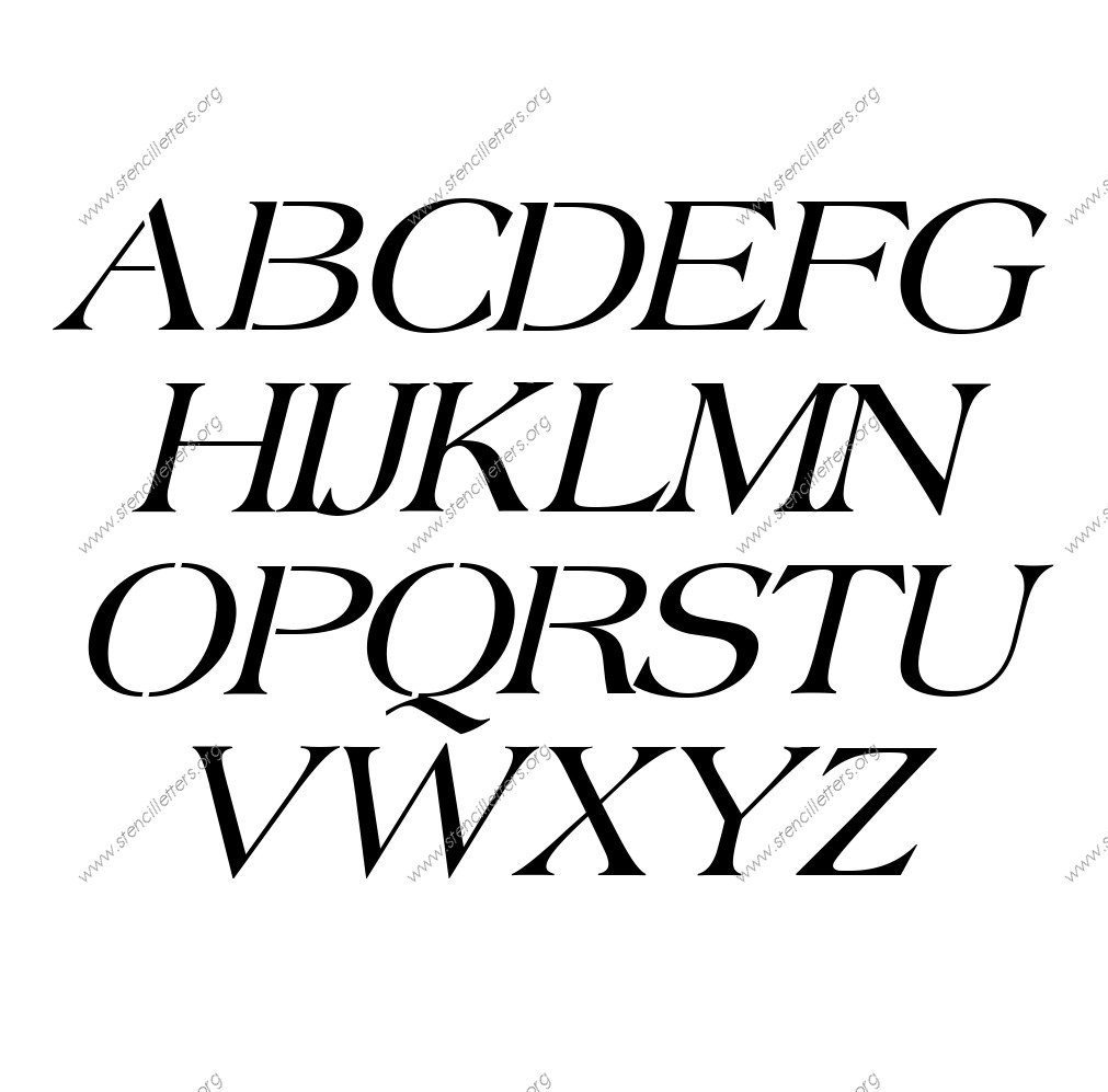 1960s Americana Italic A to Z uppercase letter stencils